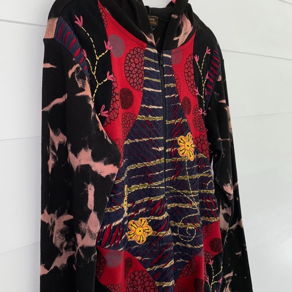 VTG Rising International Mixed Prints Floral Embroidery Hoodie Medium - Picture 7 of 15